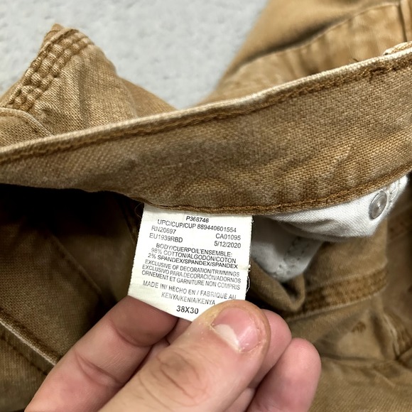 Dickies Pants Mens 38x30 Brown Carpenter Canvas Work Wear Cotton Stretch Adult - Picture 10 of 12